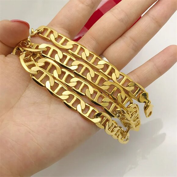 🥇Beautiful 24" Mariner Link Necklace, 6mm Wide, Yellow Gold - Picture 6 of 6